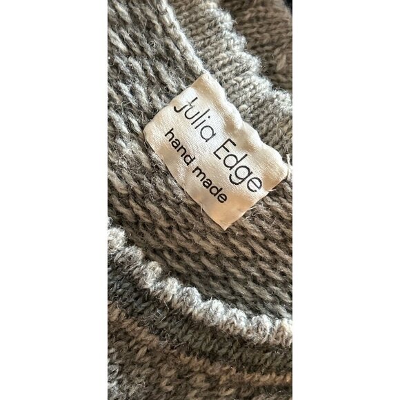 Handmade Knitted A-Line Dress Wool 3/4 Sleeves Gray Color-block Size Small - Picture 6 of 9